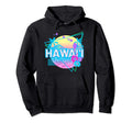 Aesthetic Hawaii Vaporwave Hawaiian Map Hoodie - Trendy Graphic Men Women - T-Shirt, Sweatshirt, Hoodie