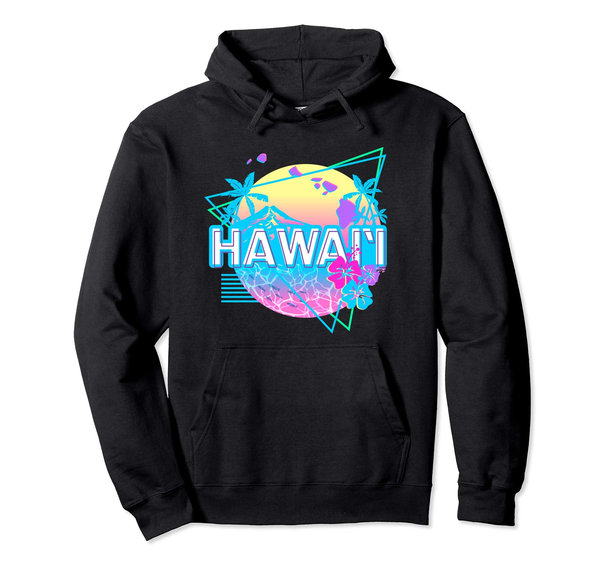 Aesthetic Hawaii Vaporwave Hawaiian Map Hoodie - Trendy Graphic Men Women - T-Shirt, Sweatshirt, Hoodie