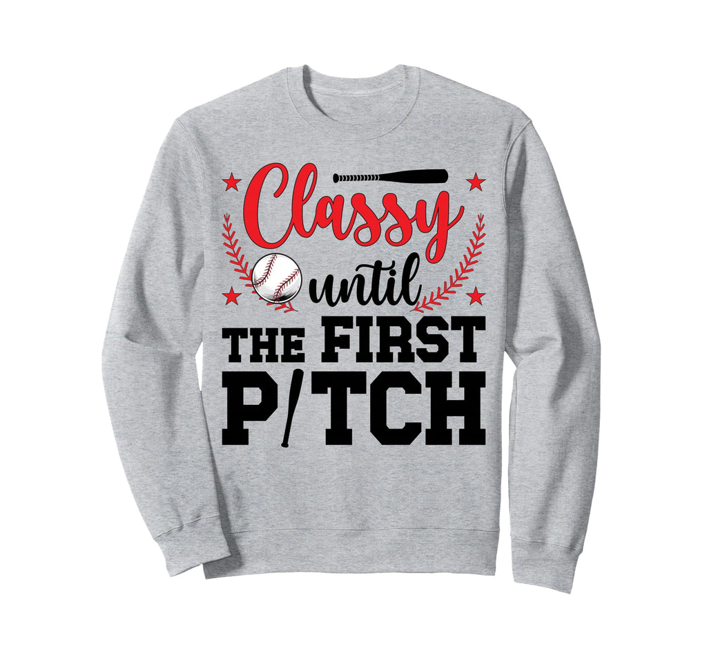 First Pitch Baseball Pitcher Mom Sweatshirt - Aesthetic Graphic Men Women - T-Shirt, Sweatshirt, Hoodie