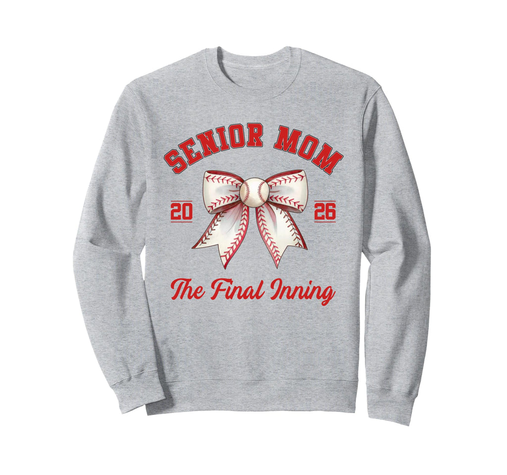 Baseball Senior Mom Coquette Bow Sweatshirt - Minimalist Print for Adults - T-Shirt, Sweatshirt, Hoodie