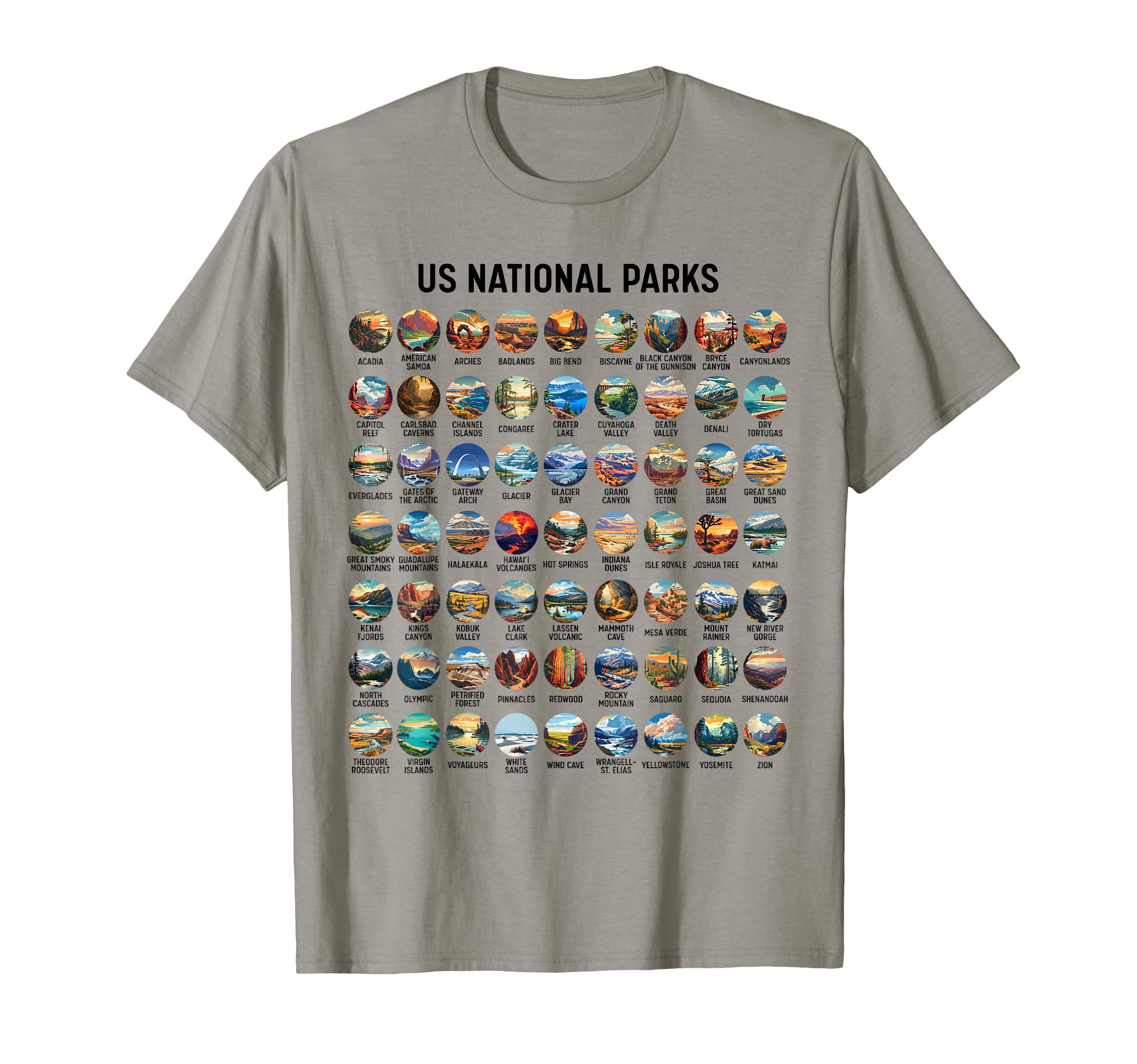All Us National Park Checklist Bucket T-Shirt - Unique Graphic Men Women - T-Shirt, Sweatshirt, Hoodie