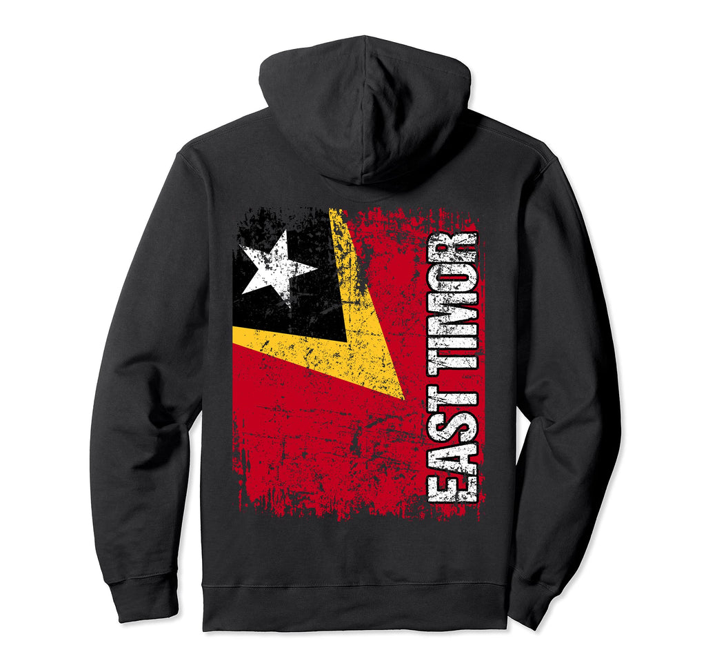 East Timor Flag Distressed East Hoodie - Fun Novelty Design for Adults - T-Shirt, Sweatshirt, Hoodie