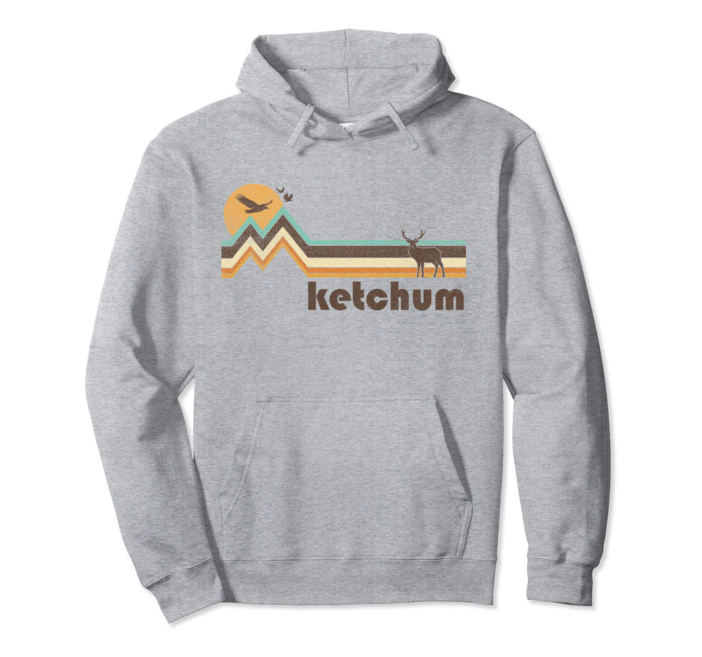 Ketchum Idaho 70S 80S Distressed Gift Hoodie - Trendy Graphic Unisex - T-Shirt, Sweatshirt, Hoodie