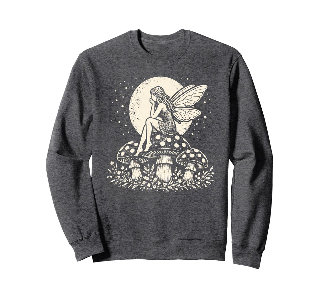 Fairycore Butterfly Fairy Mushroom Sweatshirt - Minimalist Print Unisex - T-Shirt, Sweatshirt, Hoodie