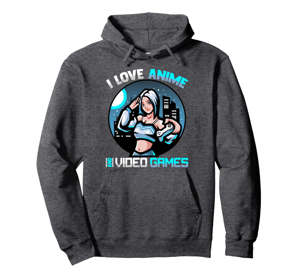I Love Anime And Video Games Kawaii Hoodie - Minimalist Print for Adults - T-Shirt, Sweatshirt, Hoodie