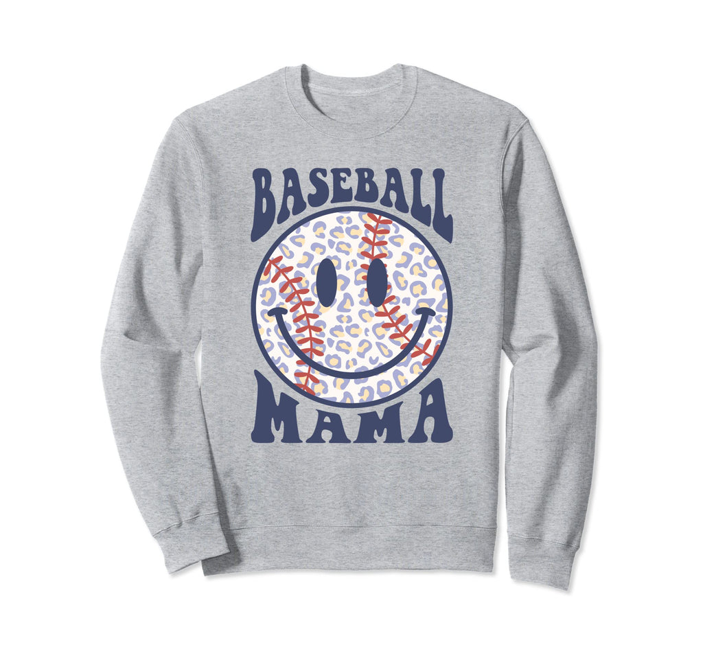 Baseball Mama Happy Face Smile Face Sweatshirt - Graphic Print Men Women - T-Shirt, Sweatshirt, Hoodie