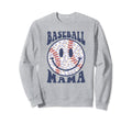 Baseball Mama Happy Face Smile Face Sweatshirt - Graphic Print Men Women - T-Shirt, Sweatshirt, Hoodie