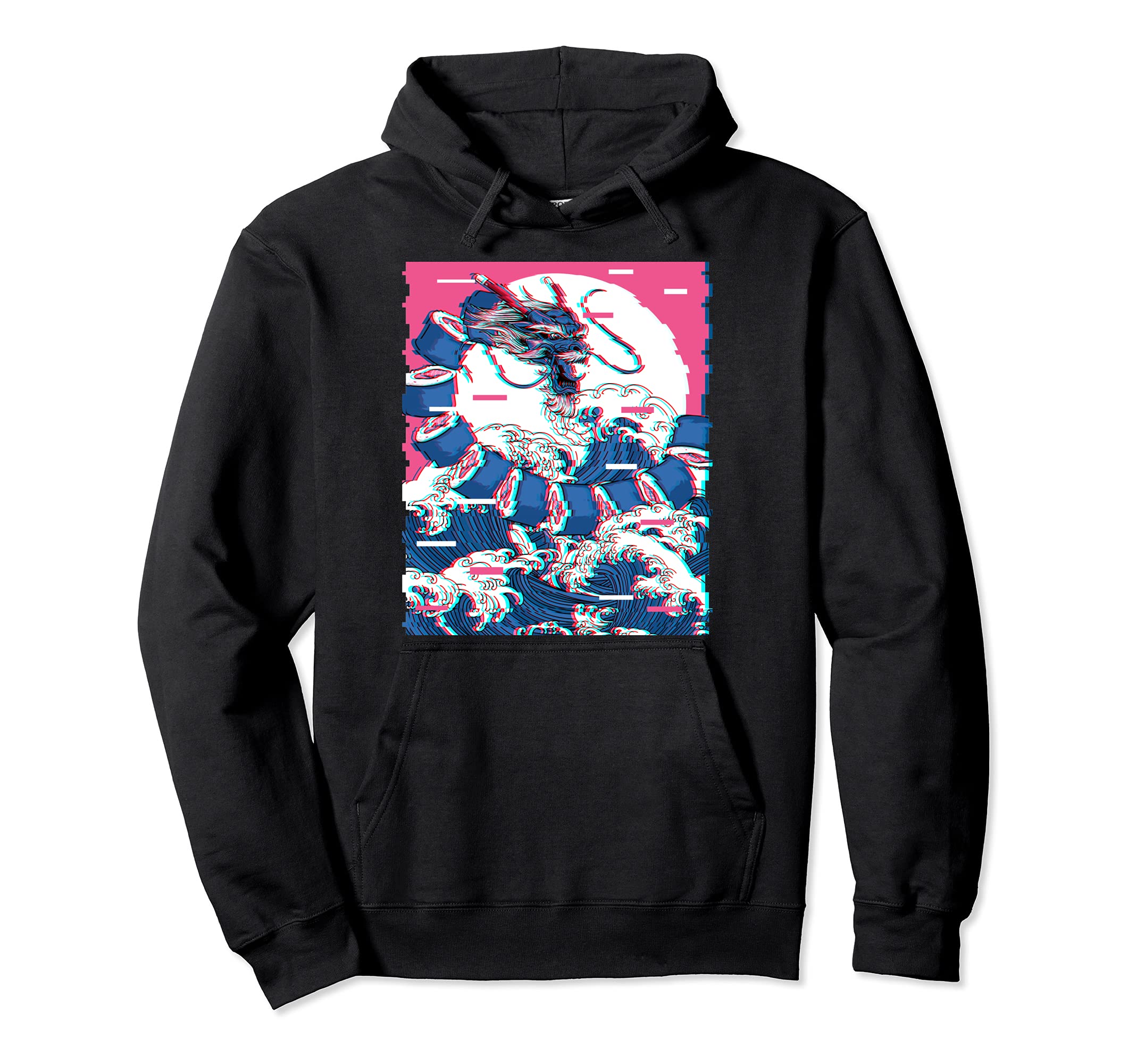 Vaporwave Japanese Sushi Dragon Maki Hoodie - Minimalist Print Unisex - T-Shirt, Sweatshirt, Hoodie