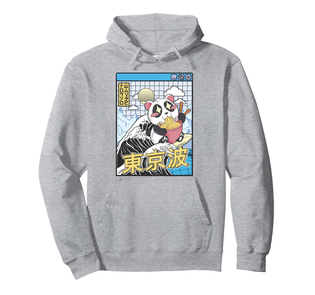 Panda Bear Ramen Japanese Wave Hoodie - Aesthetic Graphic for Adults - T-Shirt, Sweatshirt, Hoodie