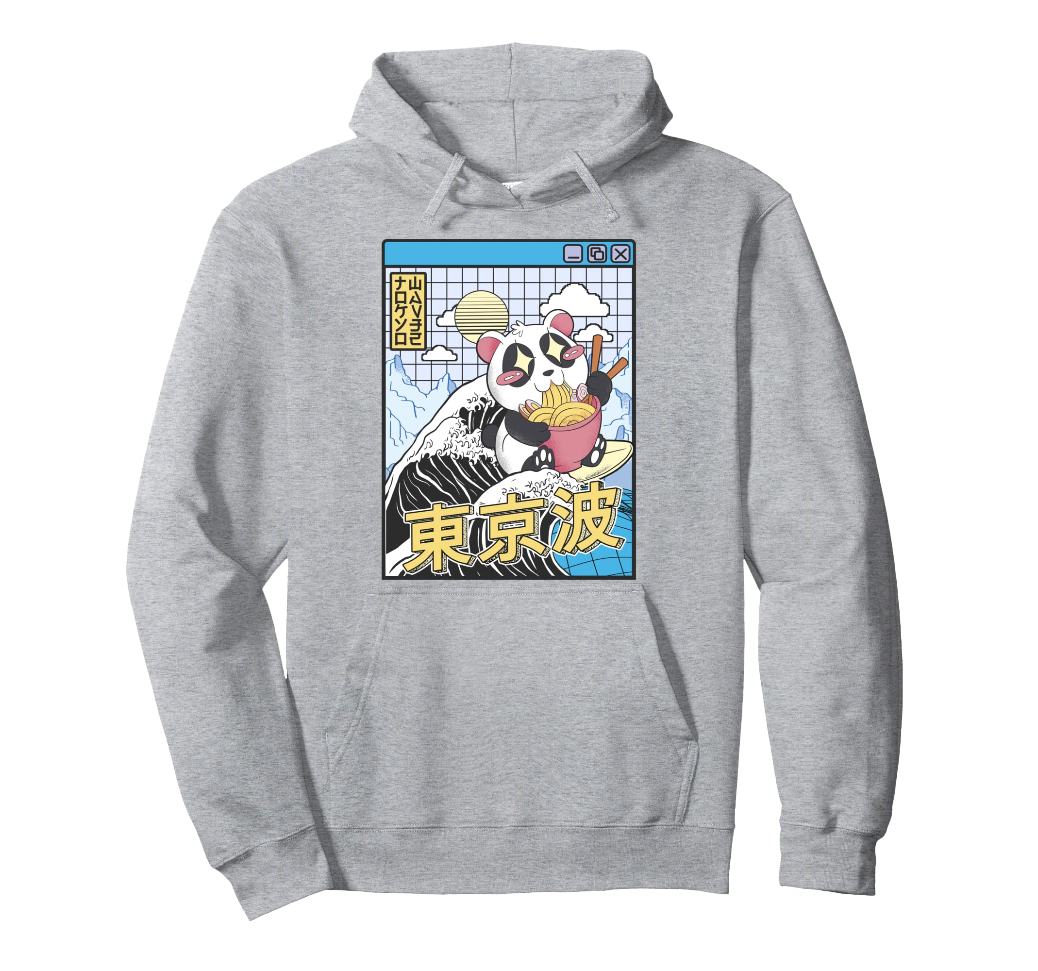 Panda Bear Ramen Japanese Wave Hoodie - Aesthetic Graphic for Adults - T-Shirt, Sweatshirt, Hoodie