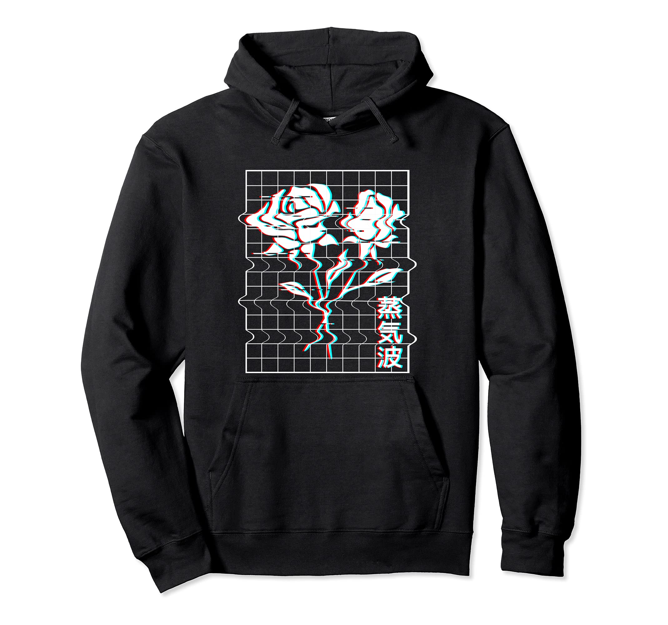 Japan Aesthetic Vaporwave Roses Glitch Hoodie - Streetwear Style Men Women - T-Shirt, Sweatshirt, Hoodie