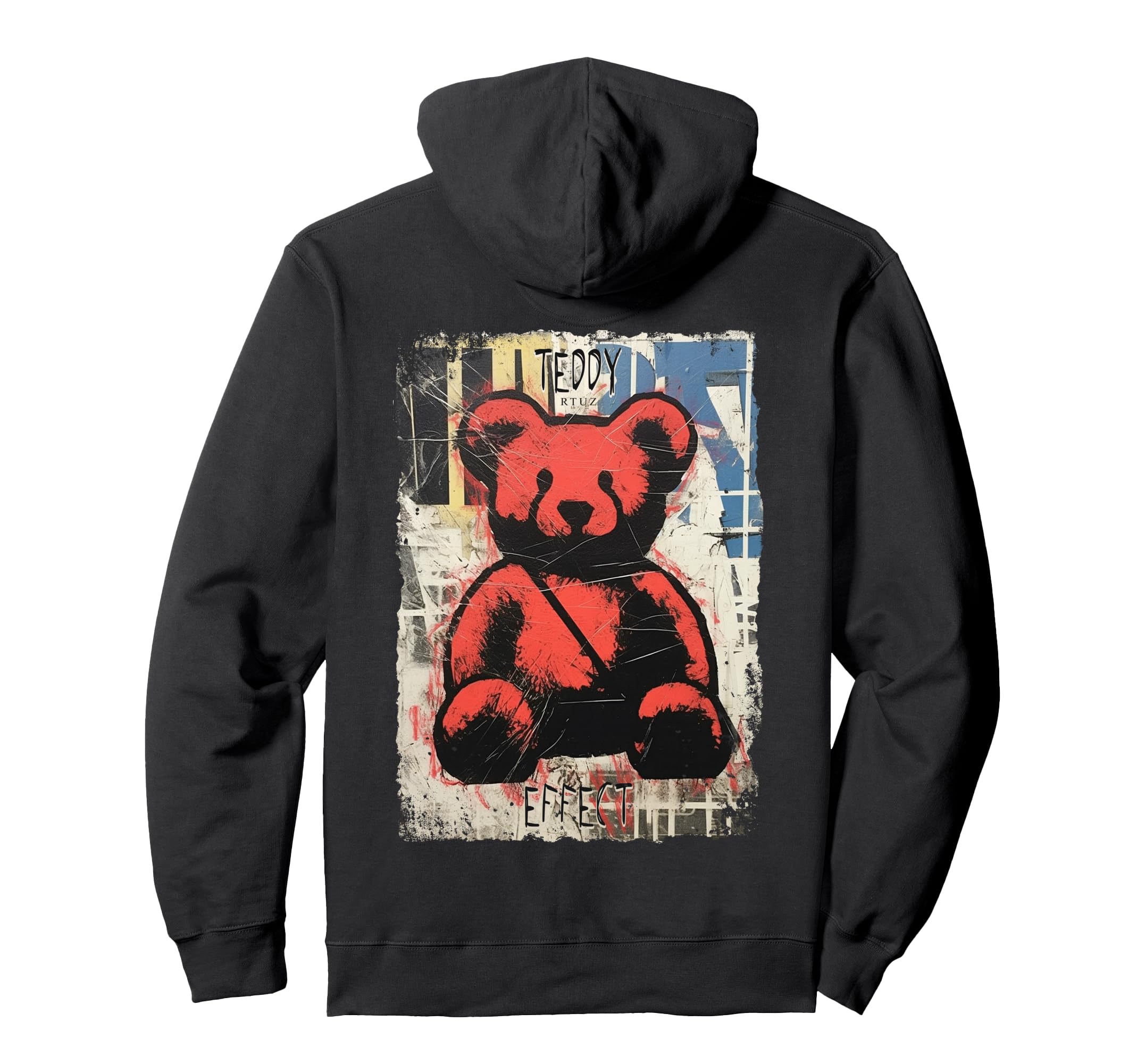 Back Aesthetic Streetwear Teddy Bear Hoodie - Fun Novelty Design Unisex - T-Shirt, Sweatshirt, Hoodie