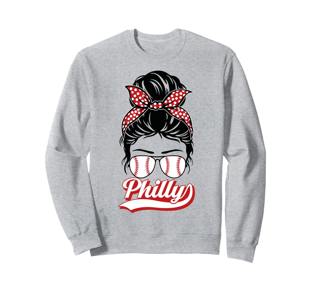 Philly Baseball Fans Messy Bun Sweatshirt - Minimalist Print Unisex - T-Shirt, Sweatshirt, Hoodie