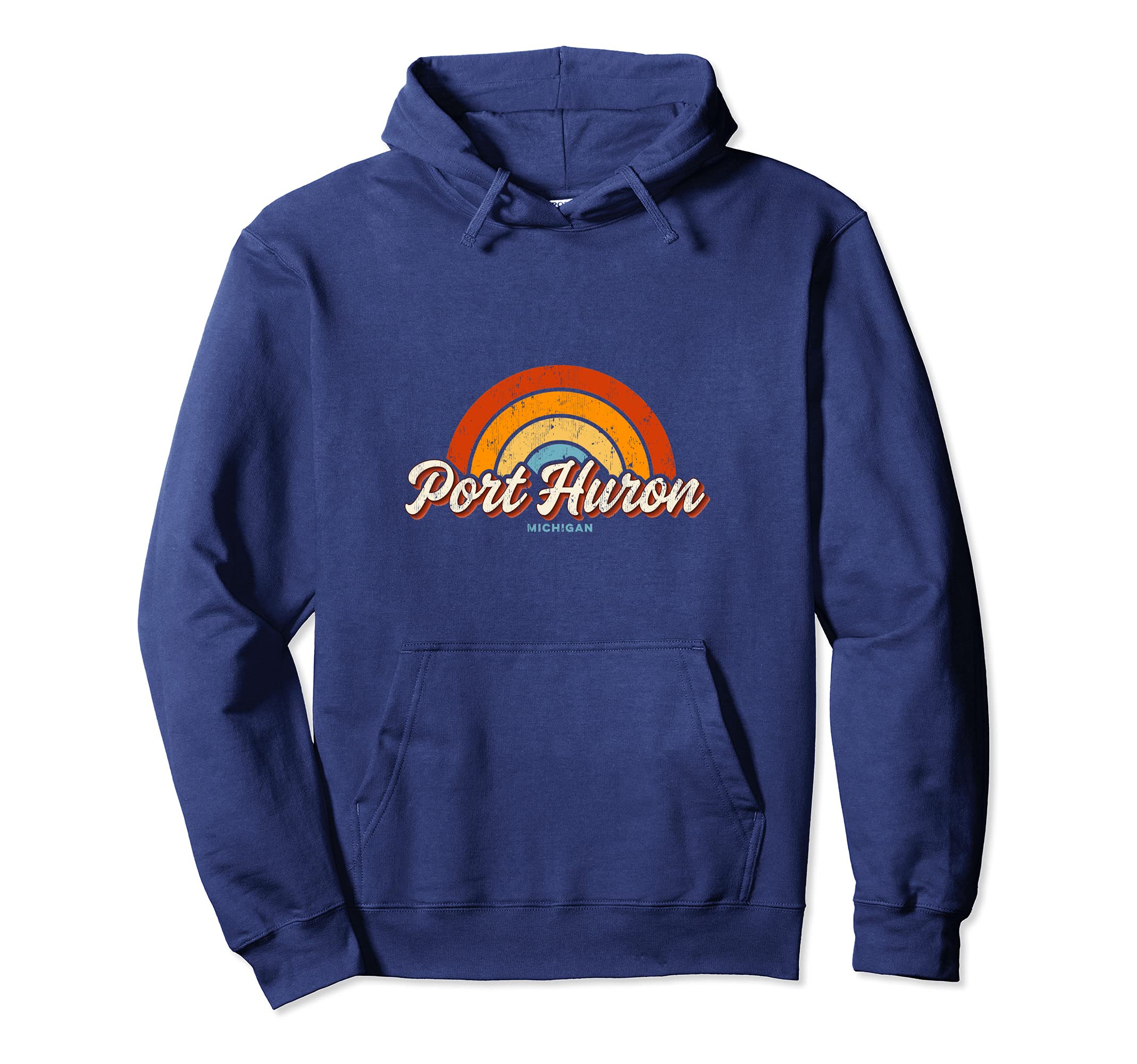 Port Huron Michigan Mi Rainbow 70S Hoodie - Trendy Graphic for Adults - T-Shirt, Sweatshirt, Hoodie