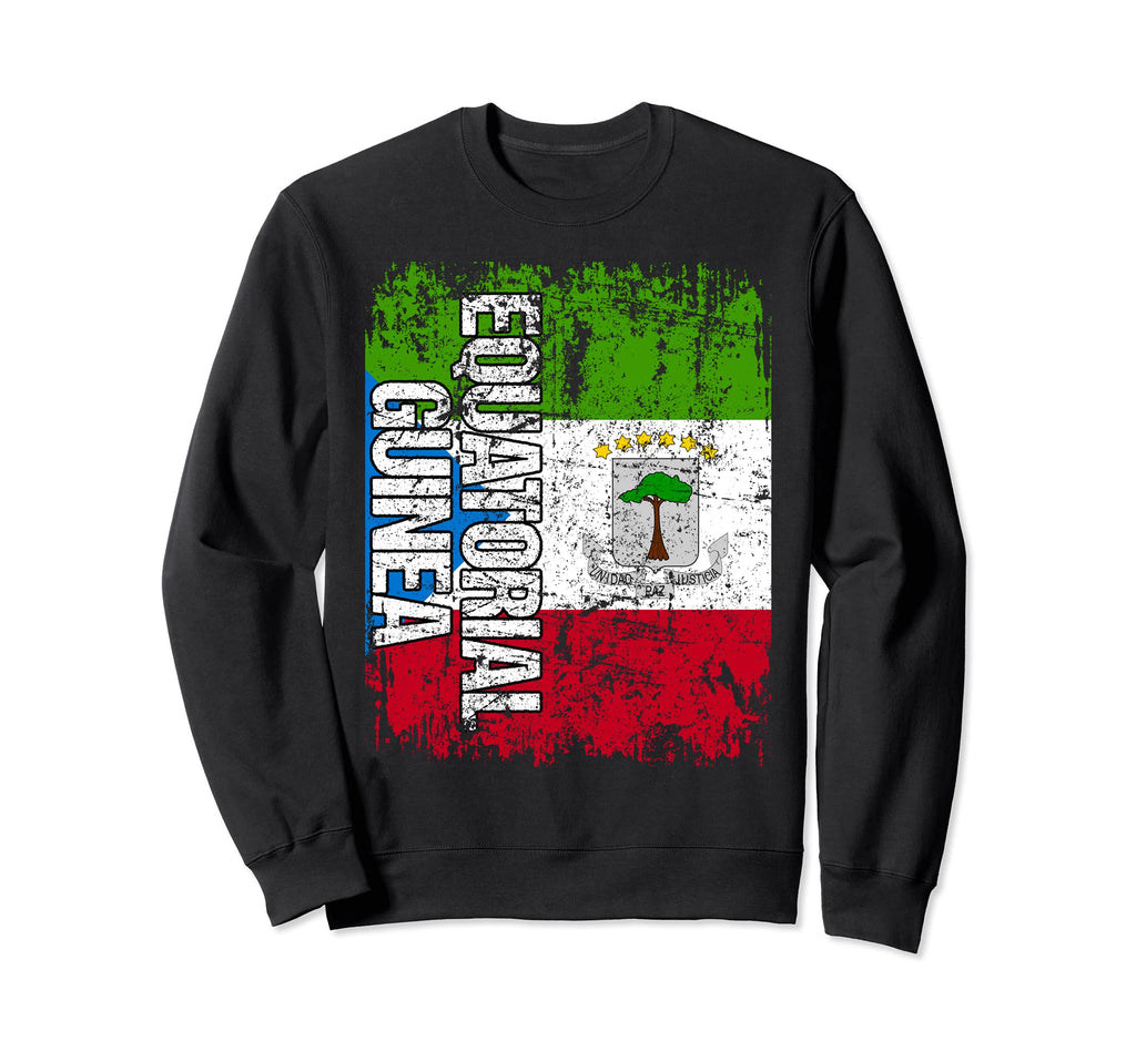 Equatorial Guinea Flag Distressed Sweatshirt - Minimalist Print Unisex - T-Shirt, Sweatshirt, Hoodie