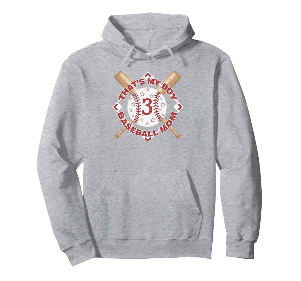 Thats My 3 Baseball Mom Love Heart Hoodie - Minimalist Print for Adults - T-Shirt, Sweatshirt, Hoodie