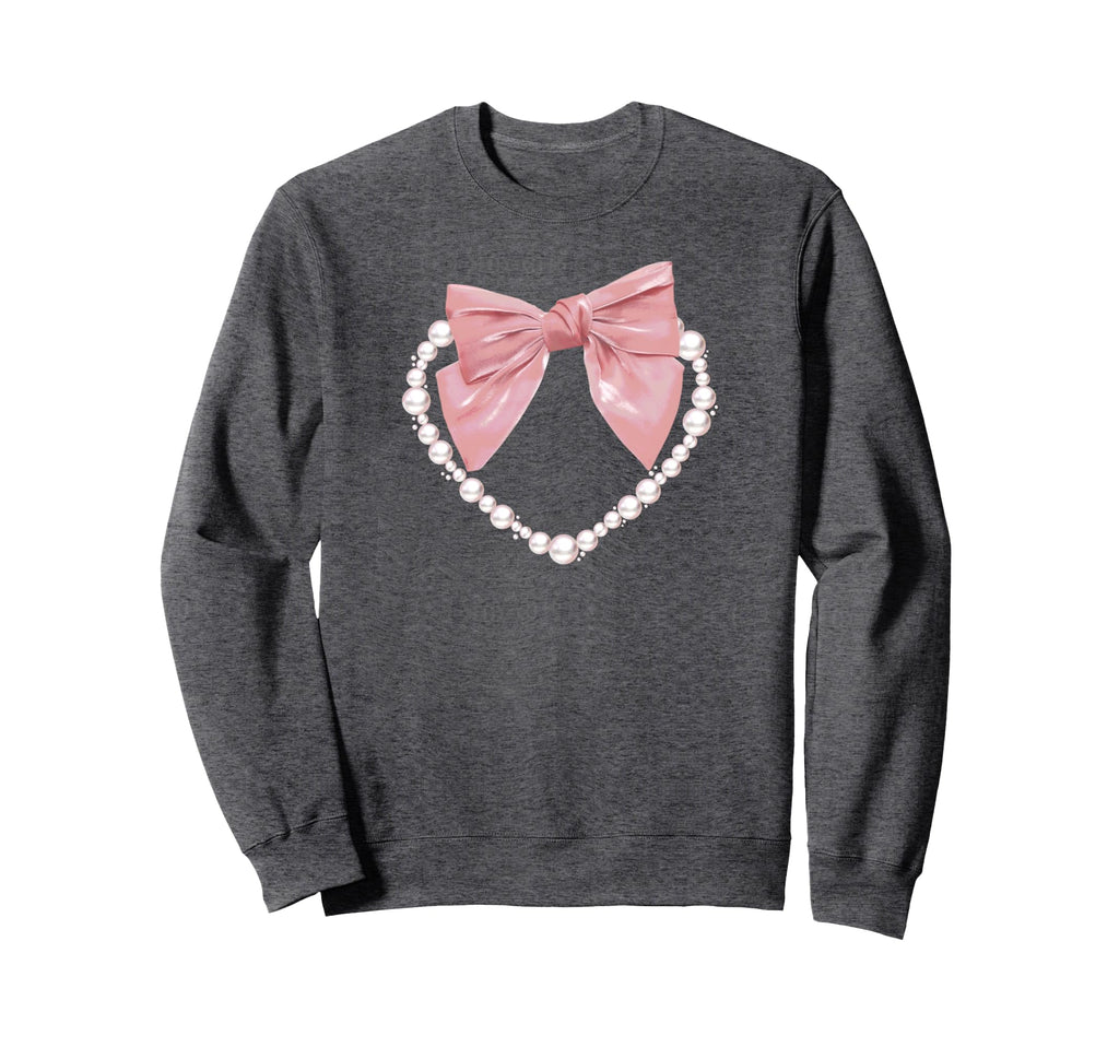 Coquette Bow Ribbon Pearls Heart Y2K Sweatshirt - Custom Art Print Unisex - T-Shirt, Sweatshirt, Hoodie
