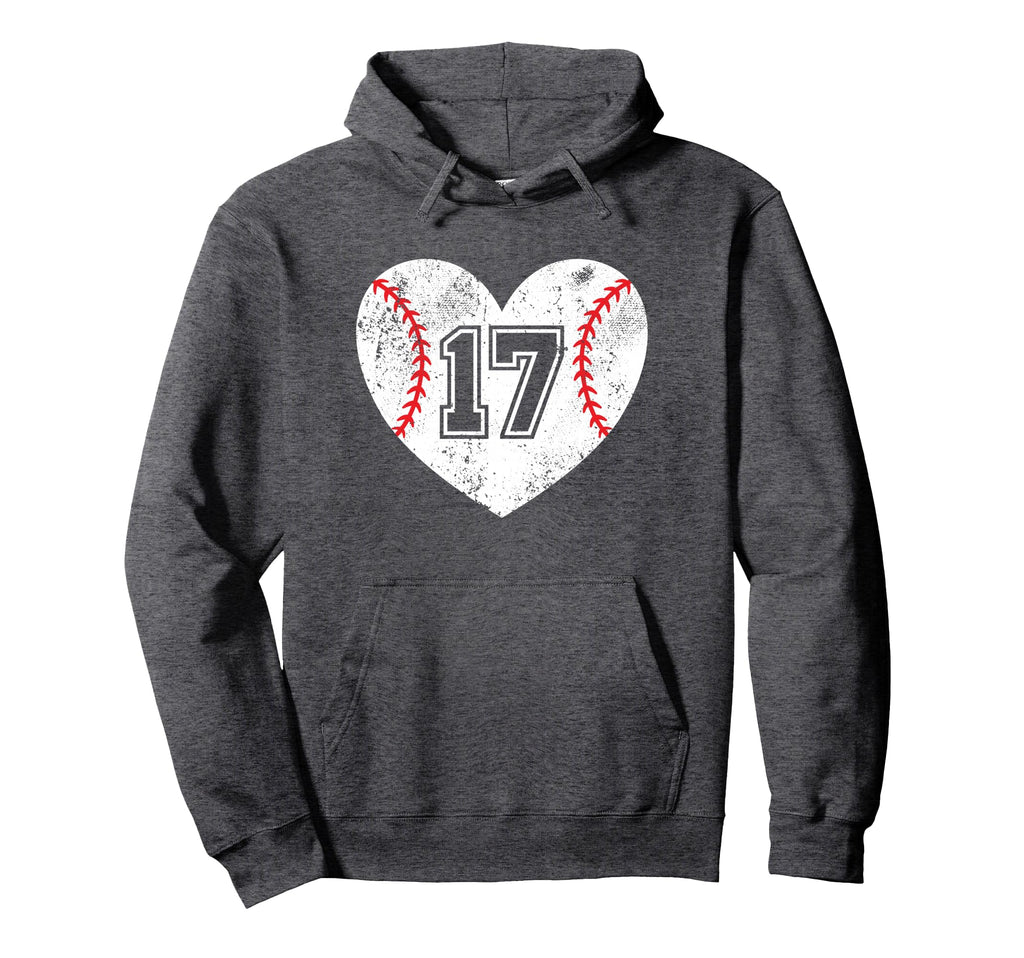 Baseball Heart Player 17 Baseball Mom Hoodie - Graphic Print for Adults - T-Shirt, Sweatshirt, Hoodie