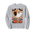 Halloween Cat Ghost Preppy Boho Sweatshirt - Fun Novelty Design for Adults - T-Shirt, Sweatshirt, Hoodie