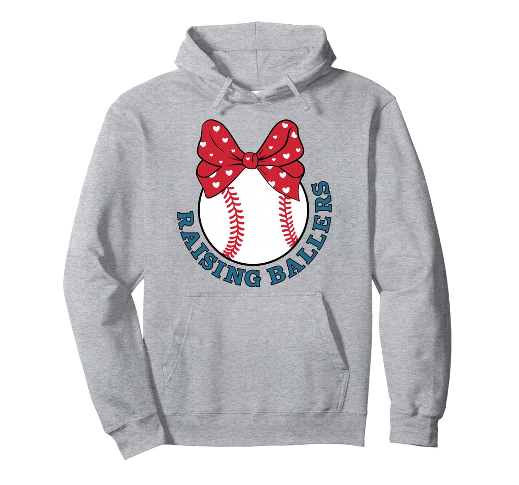 Baseball Mama Raising Ballers Hoodie - Aesthetic Graphic Men Women - T-Shirt, Sweatshirt, Hoodie