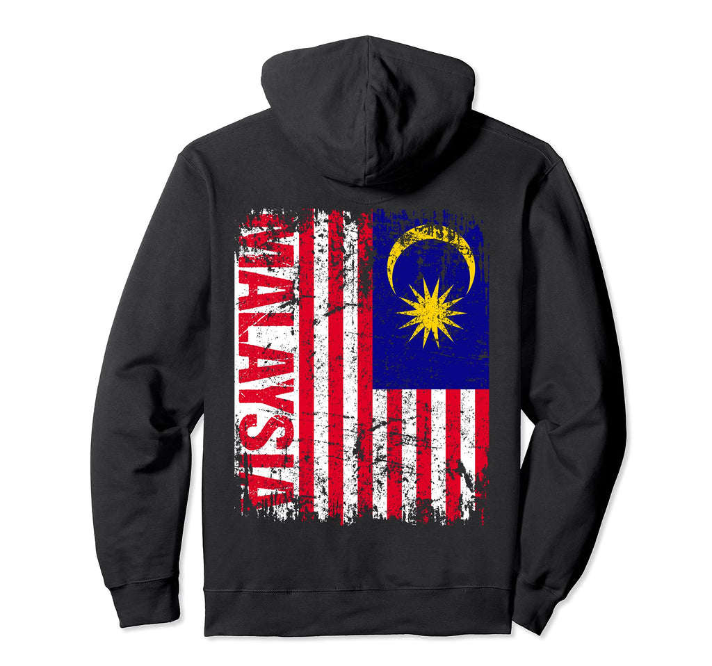 Malaysia Flag Distressed Malaysia Hoodie - Graphic Print for Adults - T-Shirt, Sweatshirt, Hoodie