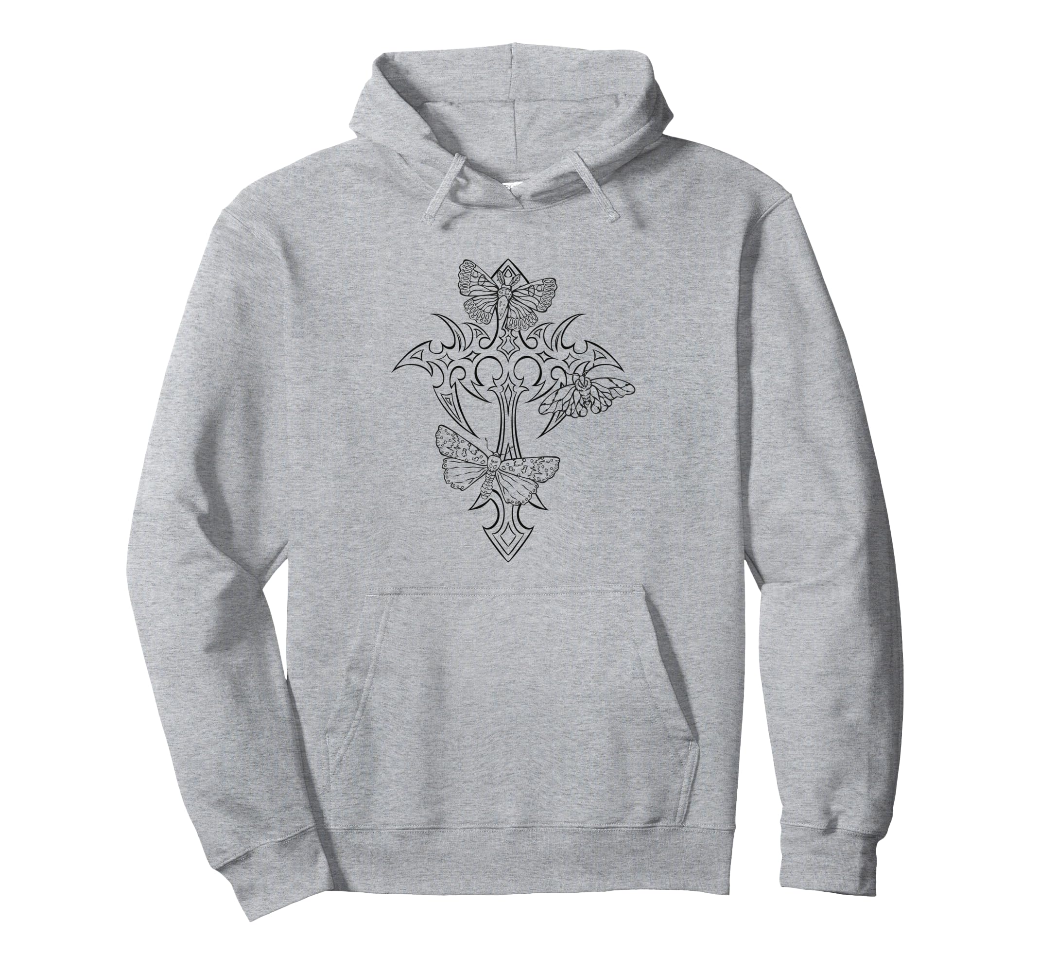 Gothic Cross Moth Y2K Mall Goth Grunge Hoodie - Unique Graphic Men Women - T-Shirt, Sweatshirt, Hoodie