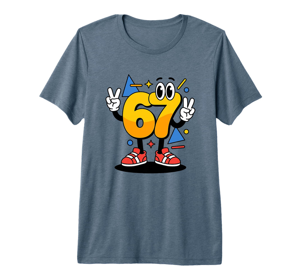 90S Cartoon Mascot Number 67 T-Shirt - Casual Everyday Wear for Adults - T-Shirt, Sweatshirt, Hoodie