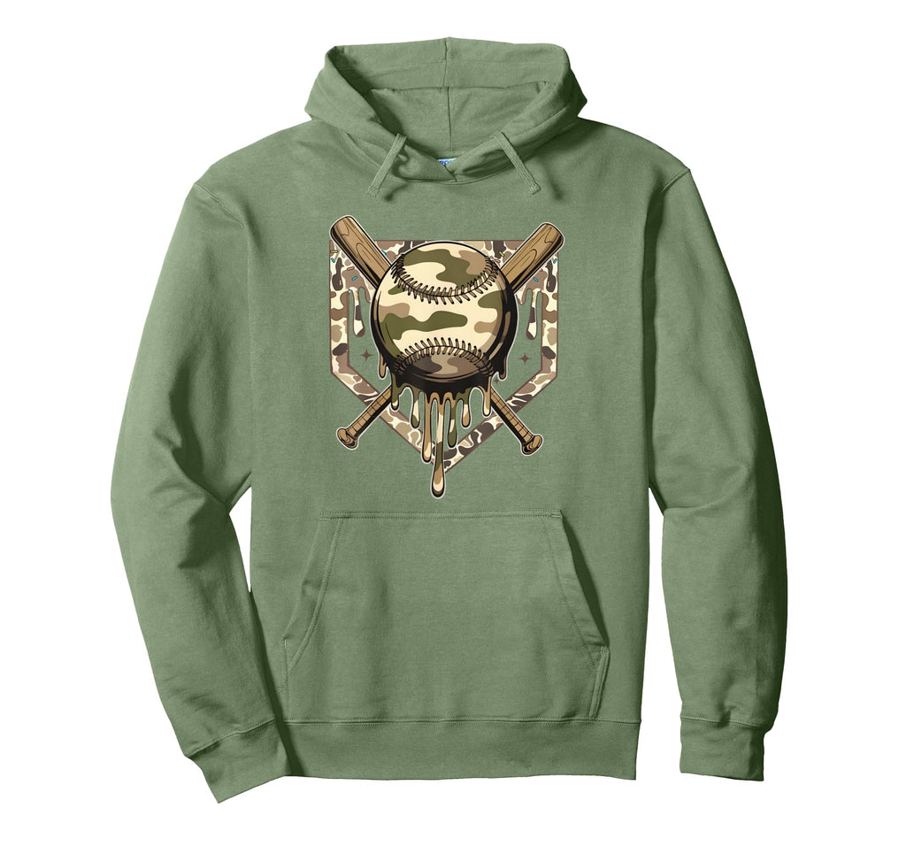 Dripping Baseball Camo Camouflage Hoodie - Minimalist Print for Adults - T-Shirt, Sweatshirt, Hoodie
