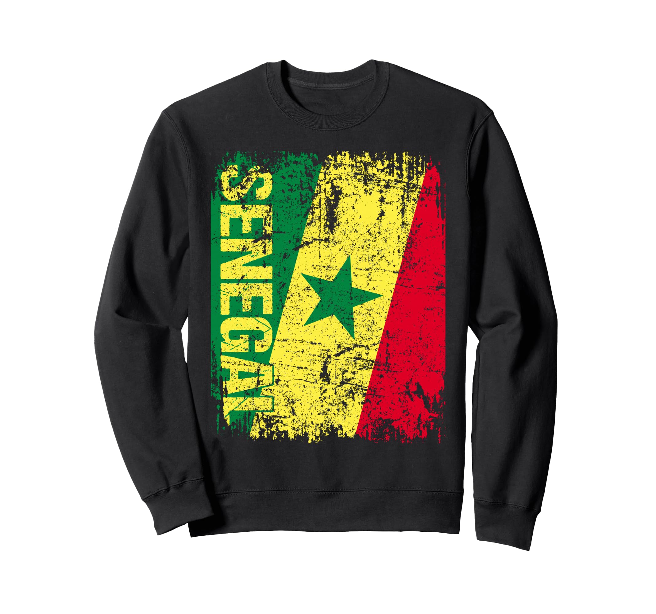 Senegal Flag Distressed Senegal Sweatshirt - Graphic Print Unisex - T-Shirt, Sweatshirt, Hoodie