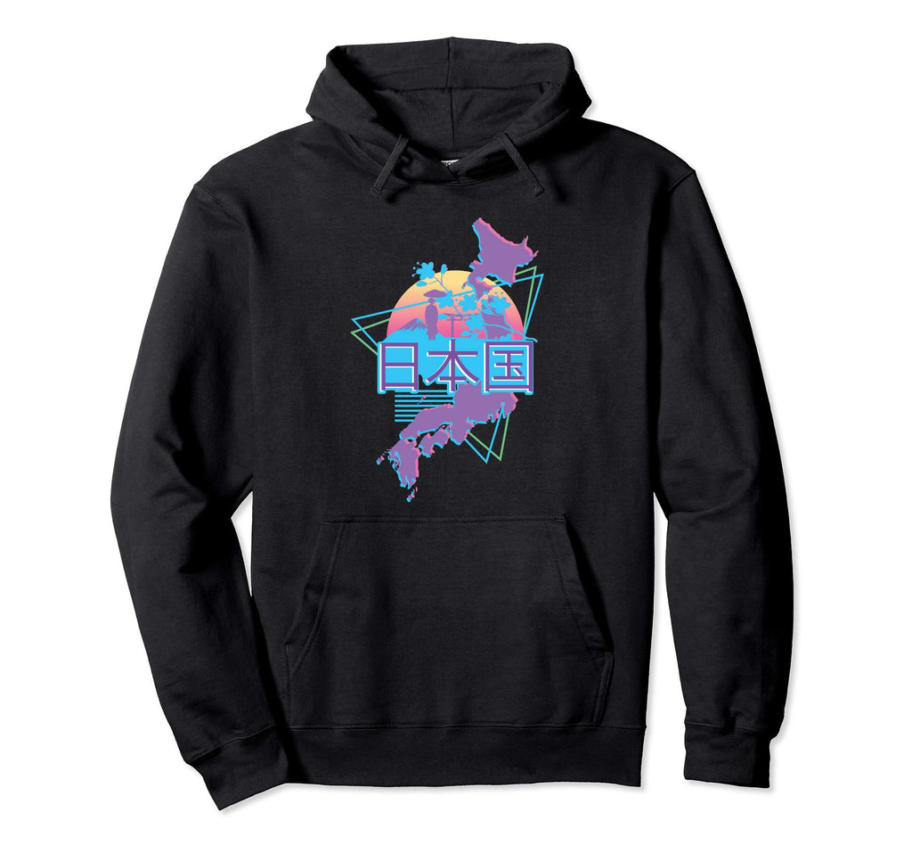 Aesthetic Japan Vaporwave Japanese Map Hoodie - Novelty Apparel for Adults - T-Shirt, Sweatshirt, Hoodie