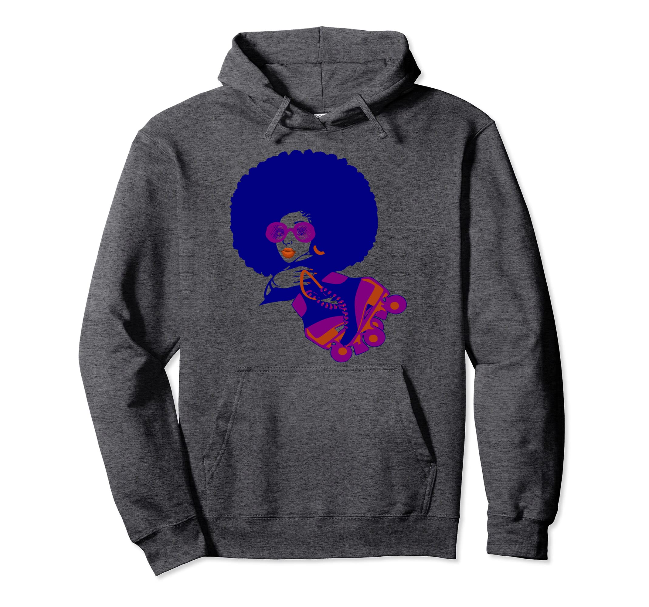 70S Afro Roller Skates Teens And Hoodie - Graphic Print for Adults - T-Shirt, Sweatshirt, Hoodie