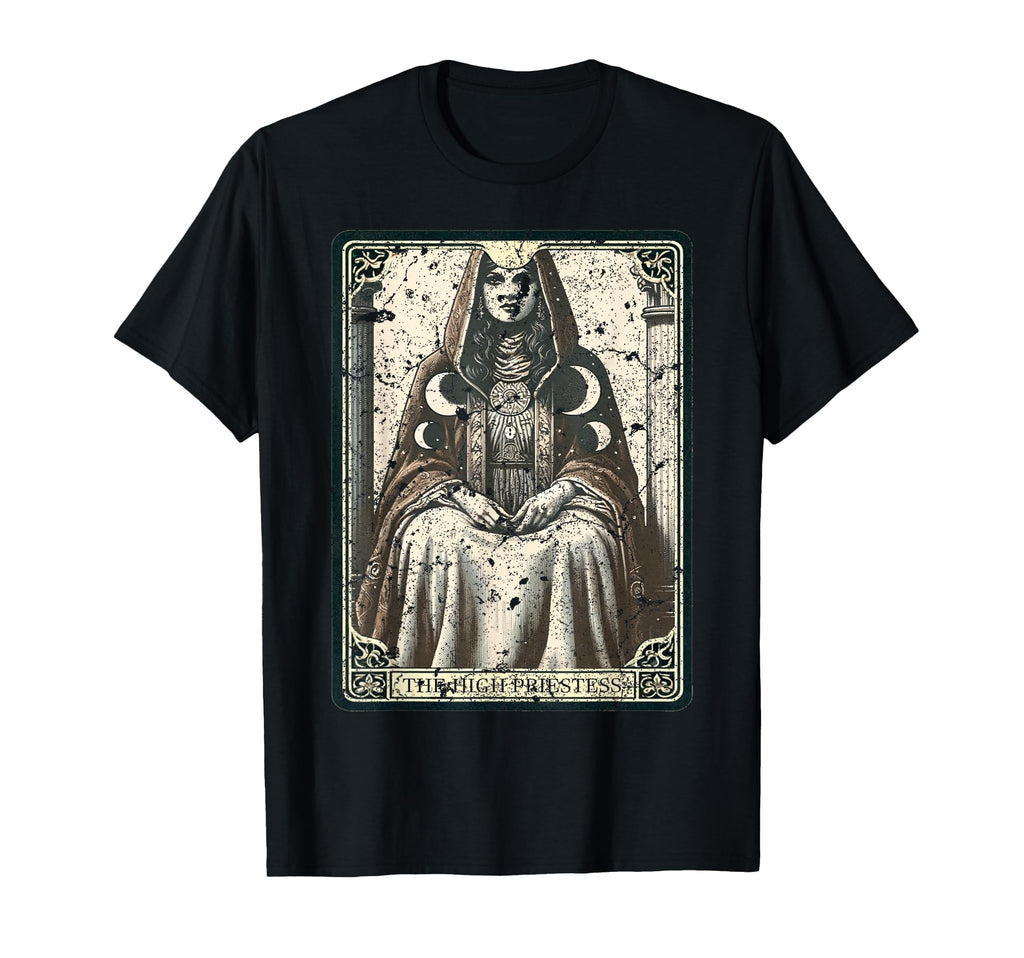 High Priestess Tarot Card Distressed T-Shirt - Unique Graphic Unisex - T-Shirt, Sweatshirt, Hoodie