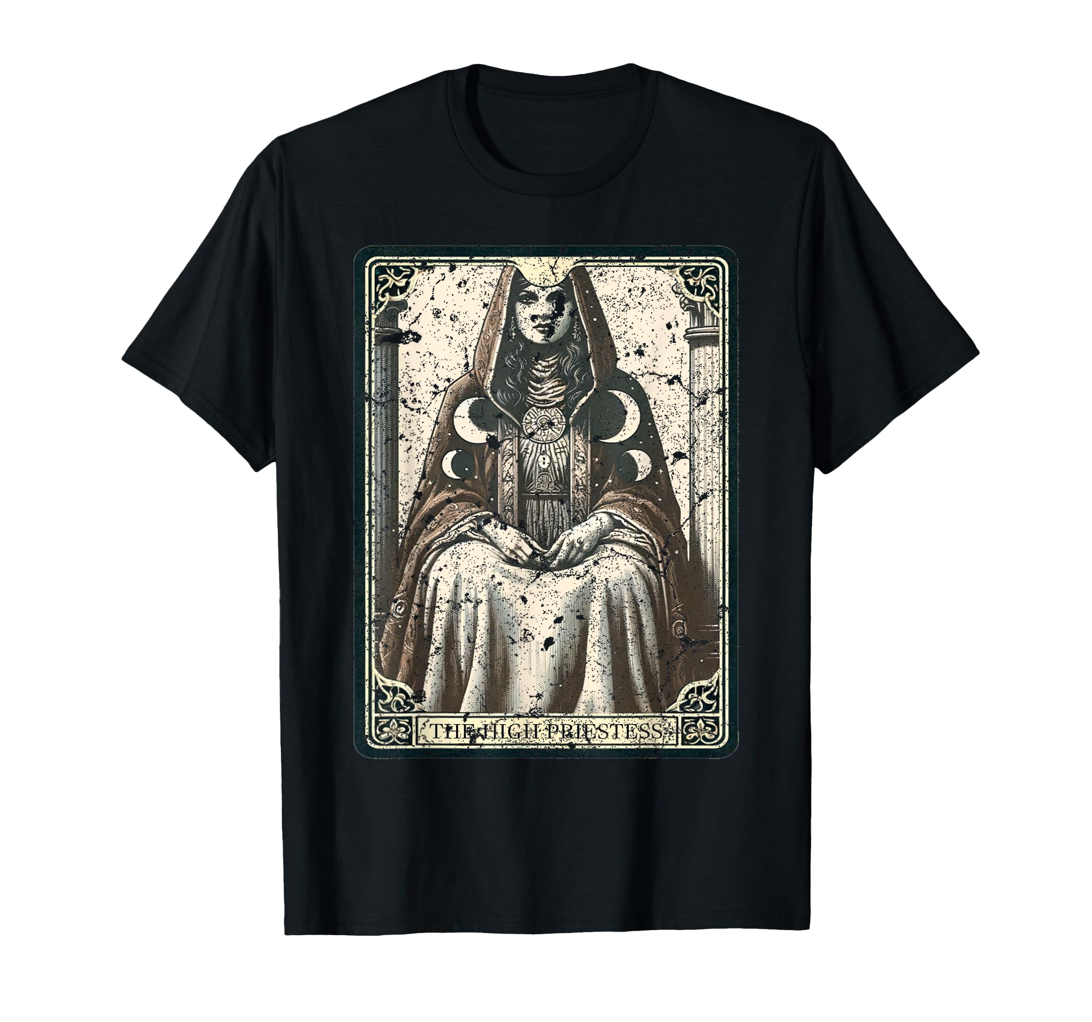 High Priestess Tarot Card Distressed T-Shirt - Unique Graphic Unisex - T-Shirt, Sweatshirt, Hoodie