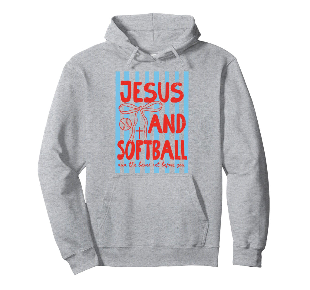 Jesus And Softball Game Day Softball Hoodie - Minimalist Print Unisex - T-Shirt, Sweatshirt, Hoodie