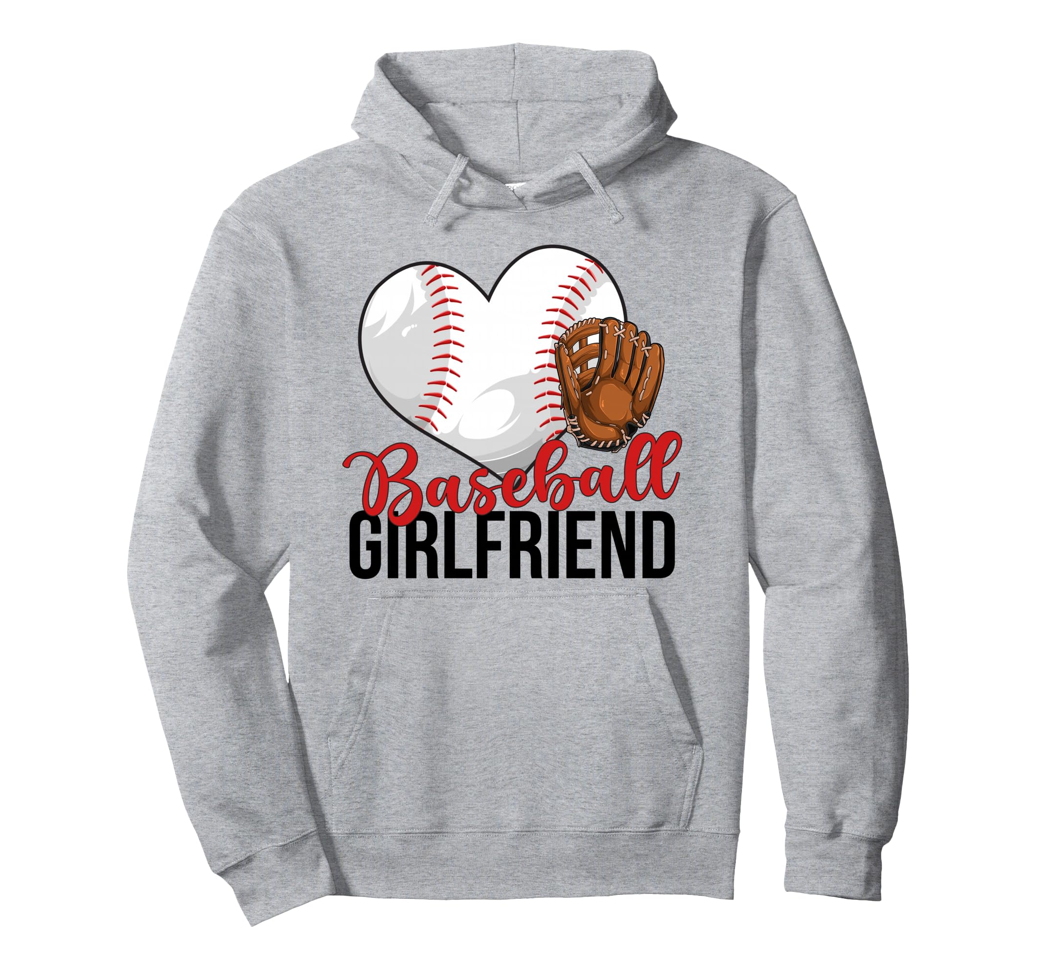 Baseball Girlfriend Heart Baseball Hoodie - Graphic Print for Adults - T-Shirt, Sweatshirt, Hoodie