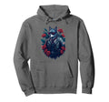 Patriotic Biker Wolf Sunglasses Usa Floral Hoodie - Trendy Graphic Unisex - T-Shirt, Sweatshirt, Hoodie