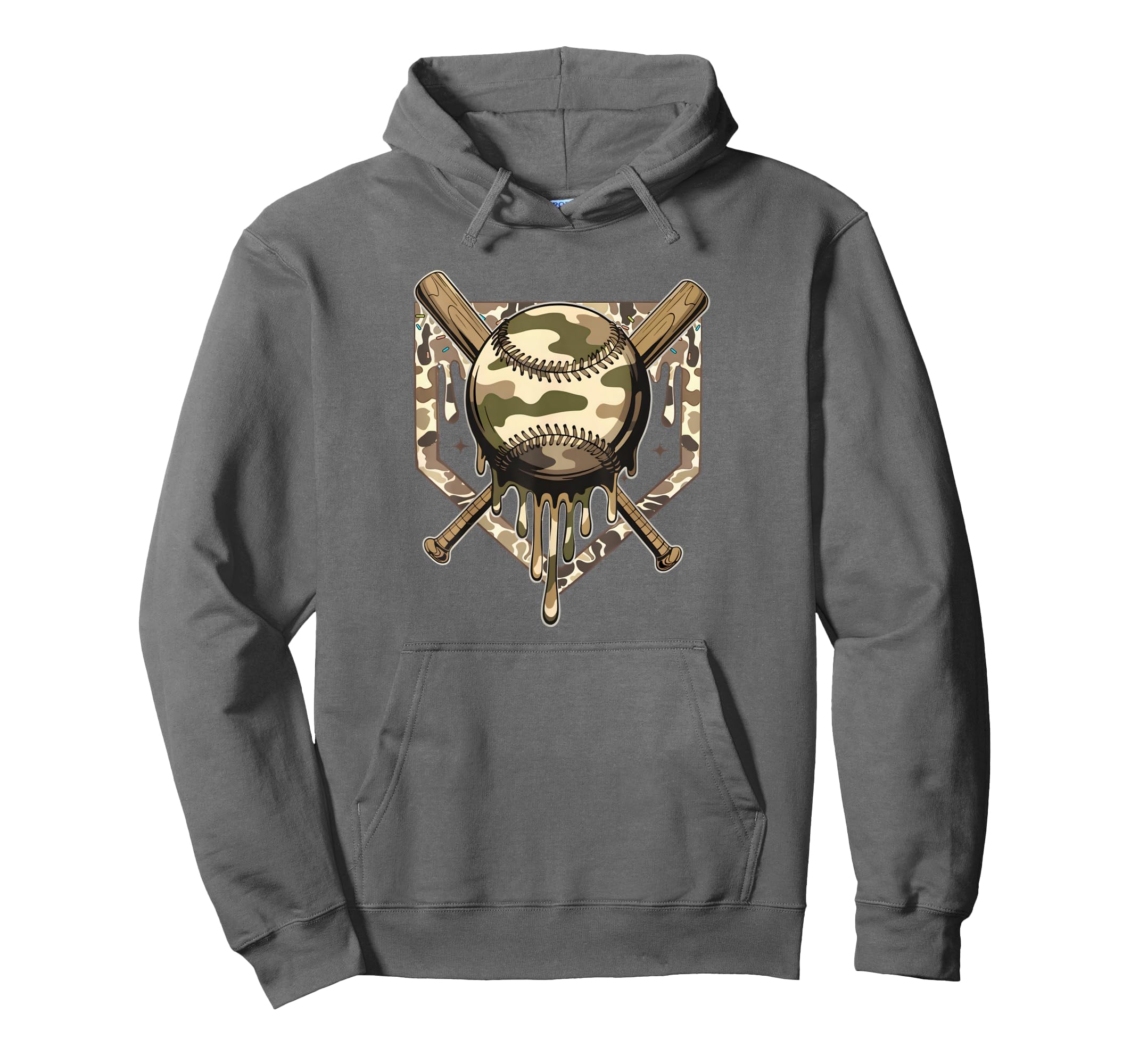 Dripping Baseball Camo Camouflage Game Day Hoodie - Graphic Print Men Women - T-Shirt, Sweatshirt, Hoodie
