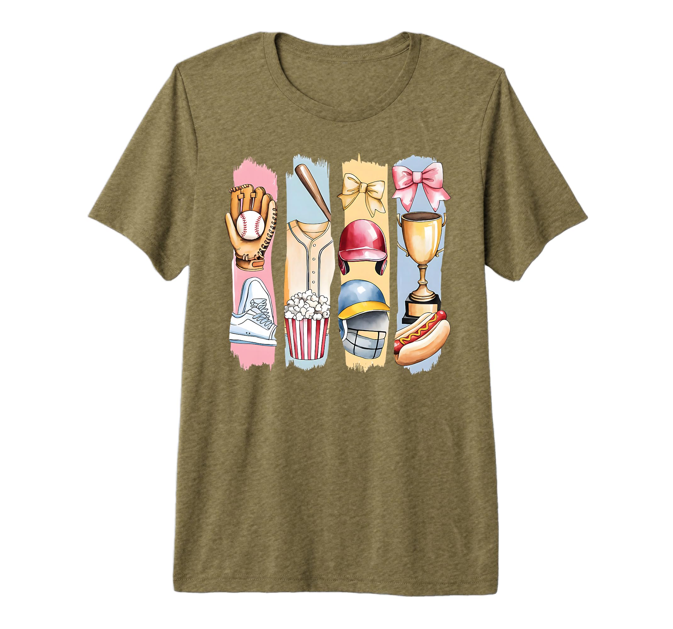 Brushstroke Baseball Coquette Bow Mom Tri T-Shirt - Novelty Apparel Unisex - T-Shirt, Sweatshirt, Hoodie