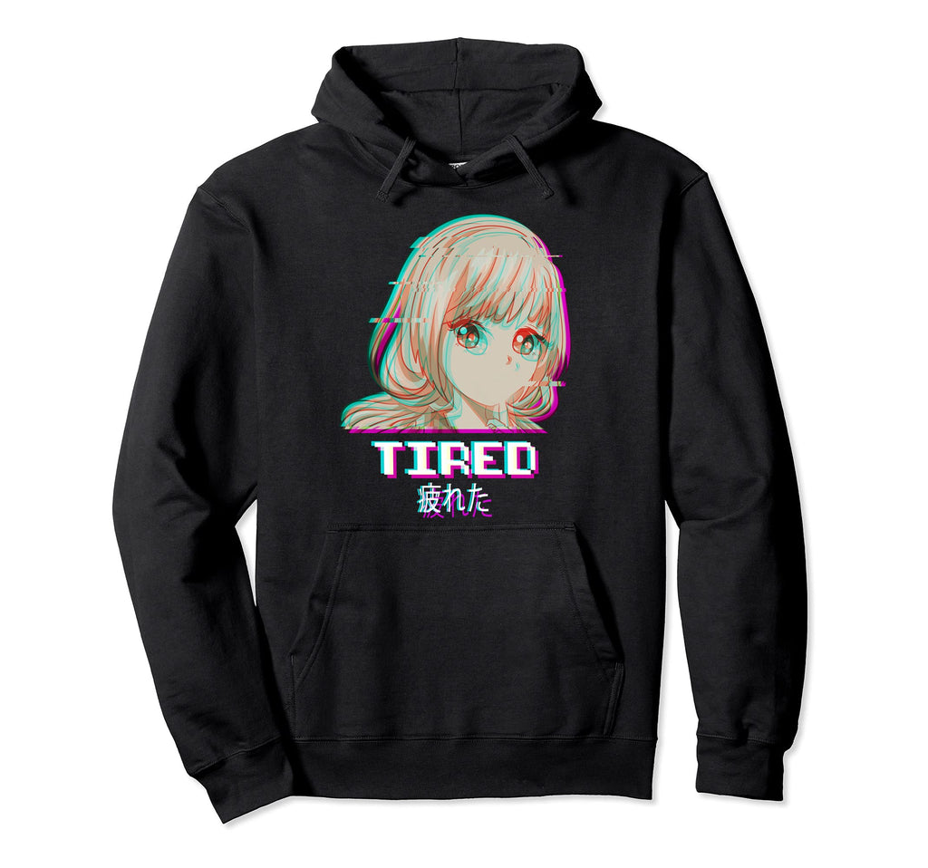Tired Vaporwave Aesthetic Japan Hoodie - Graphic Print Unisex - T-Shirt, Sweatshirt, Hoodie