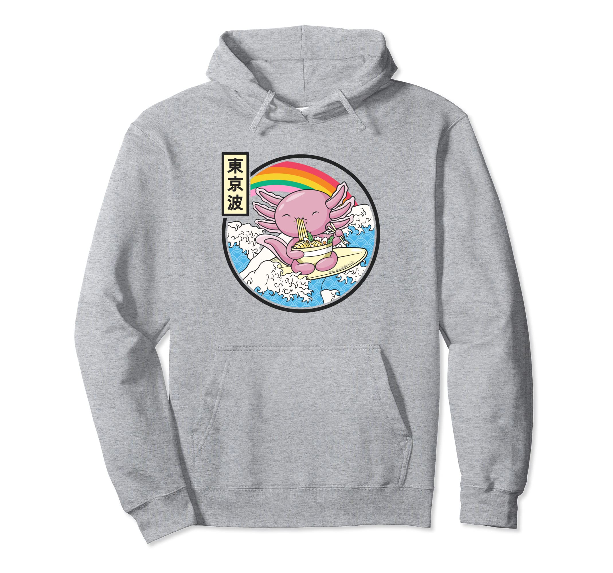 Axolotl Eating Ramen Japan Waves Anime Hoodie - Trendy Graphic Unisex - T-Shirt, Sweatshirt, Hoodie