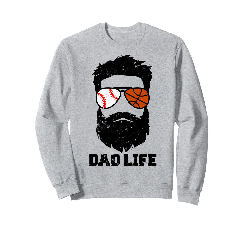 Baseball Basketball Dad Messy Hair Sweatshirt - Trendy Graphic Unisex - T-Shirt, Sweatshirt, Hoodie