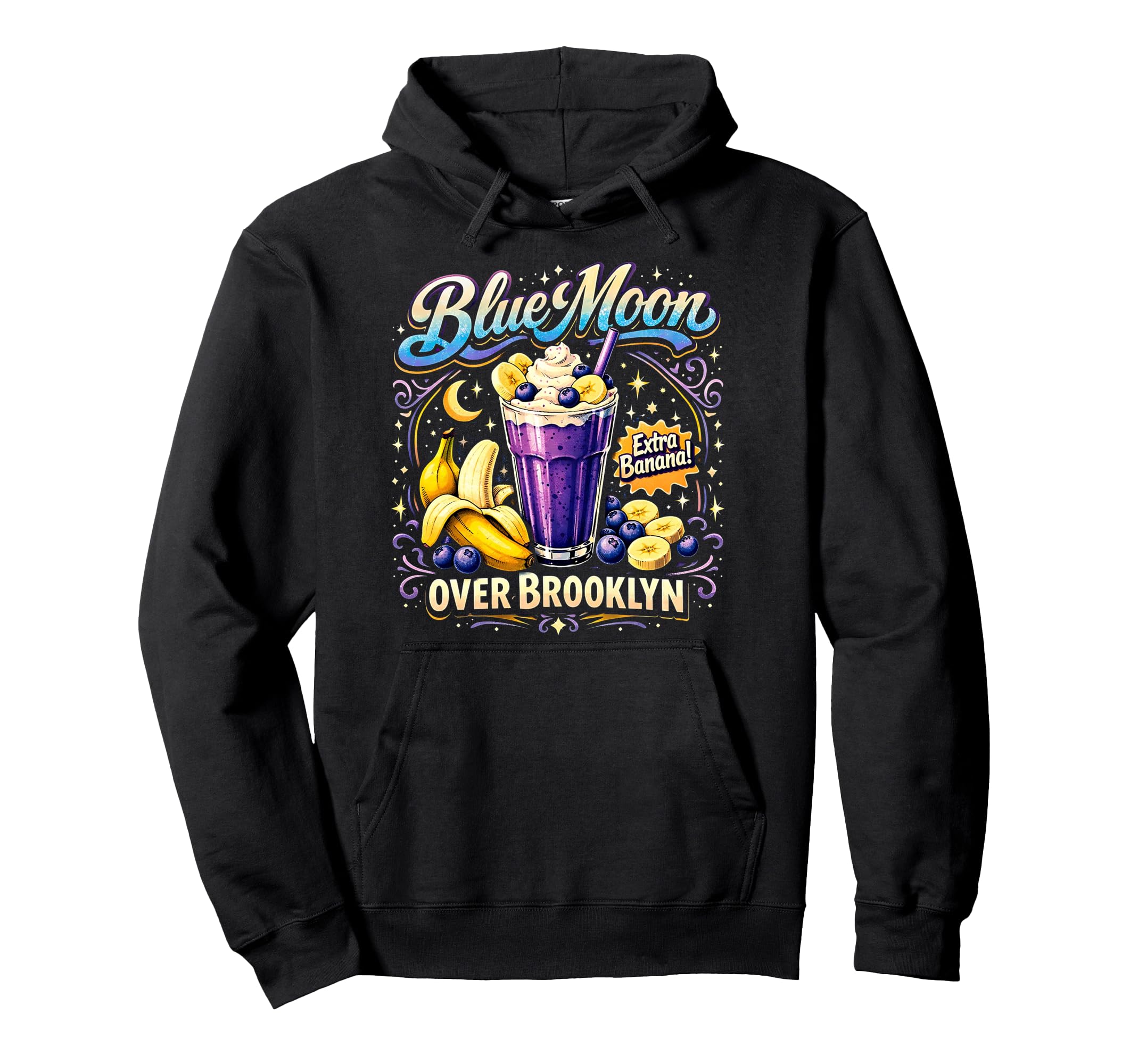 Blue Moon Over Brooklyn Milkshake Art Hoodie - Aesthetic Graphic Men Women - T-Shirt, Sweatshirt, Hoodie