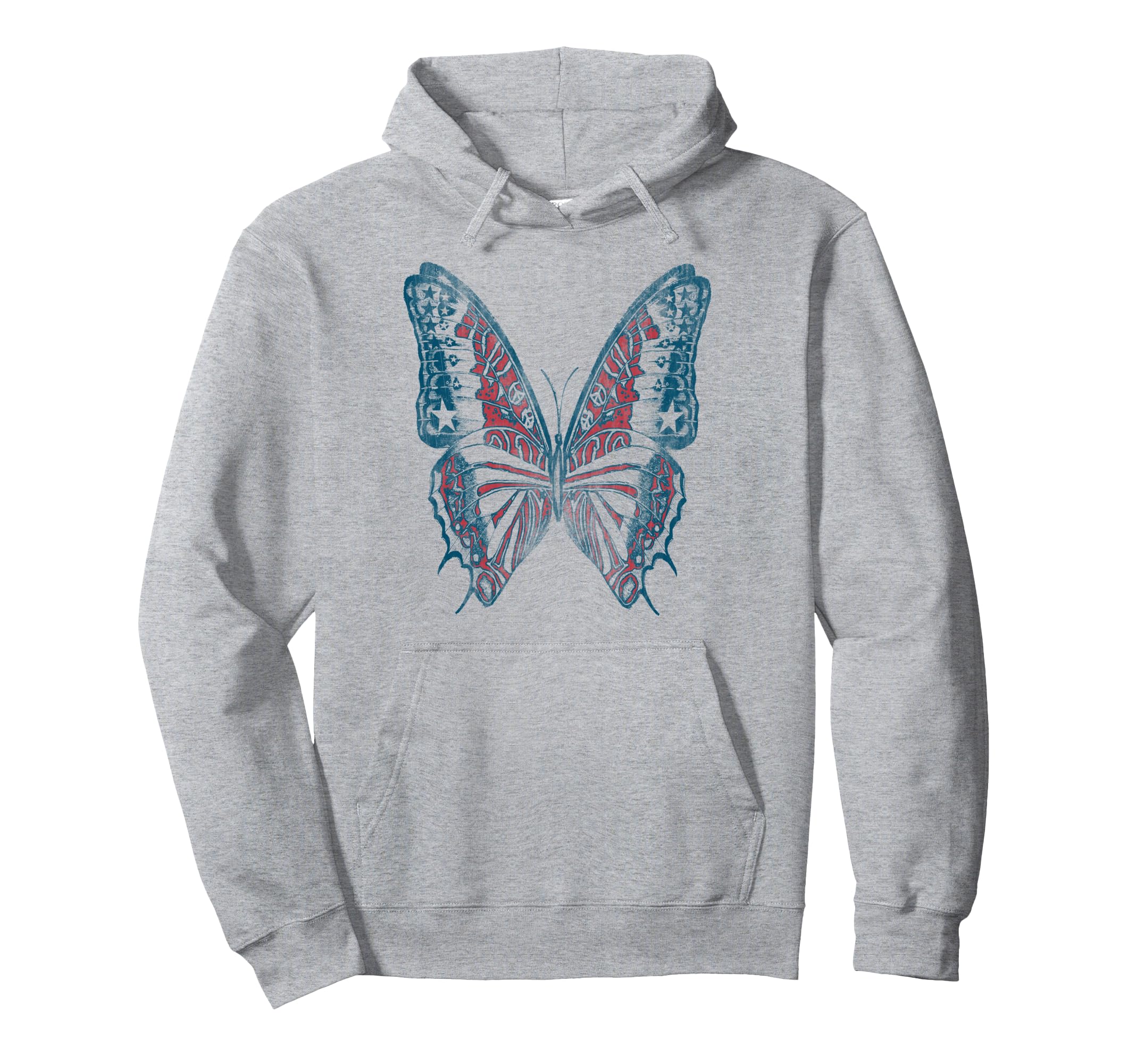 American Butterfly Distressed Hoodie - Custom Art Print Unisex - T-Shirt, Sweatshirt, Hoodie