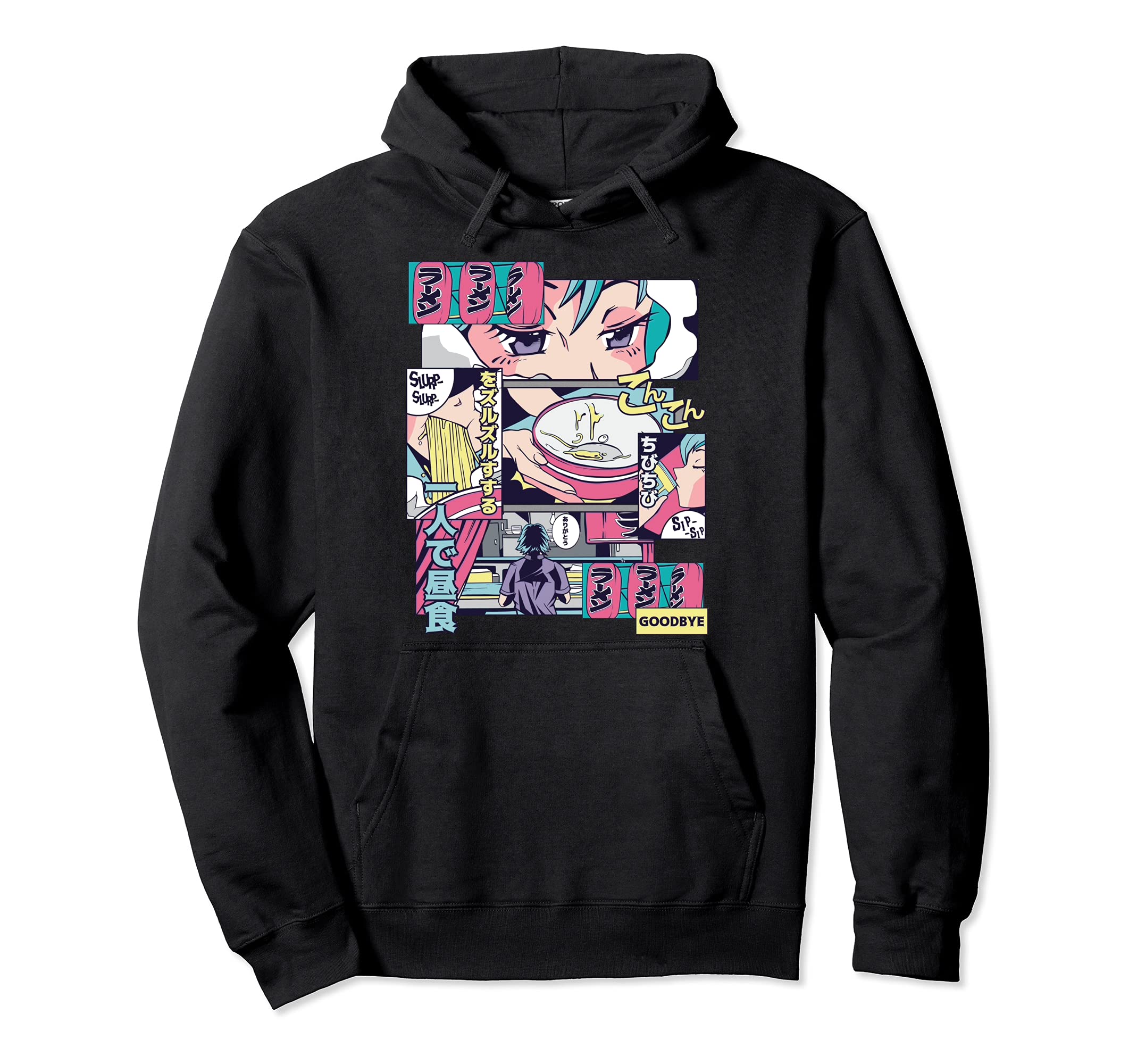 Vaporwave 90S Japanese Anime And Ramen Hoodie - Graphic Print for Adults - T-Shirt, Sweatshirt, Hoodie