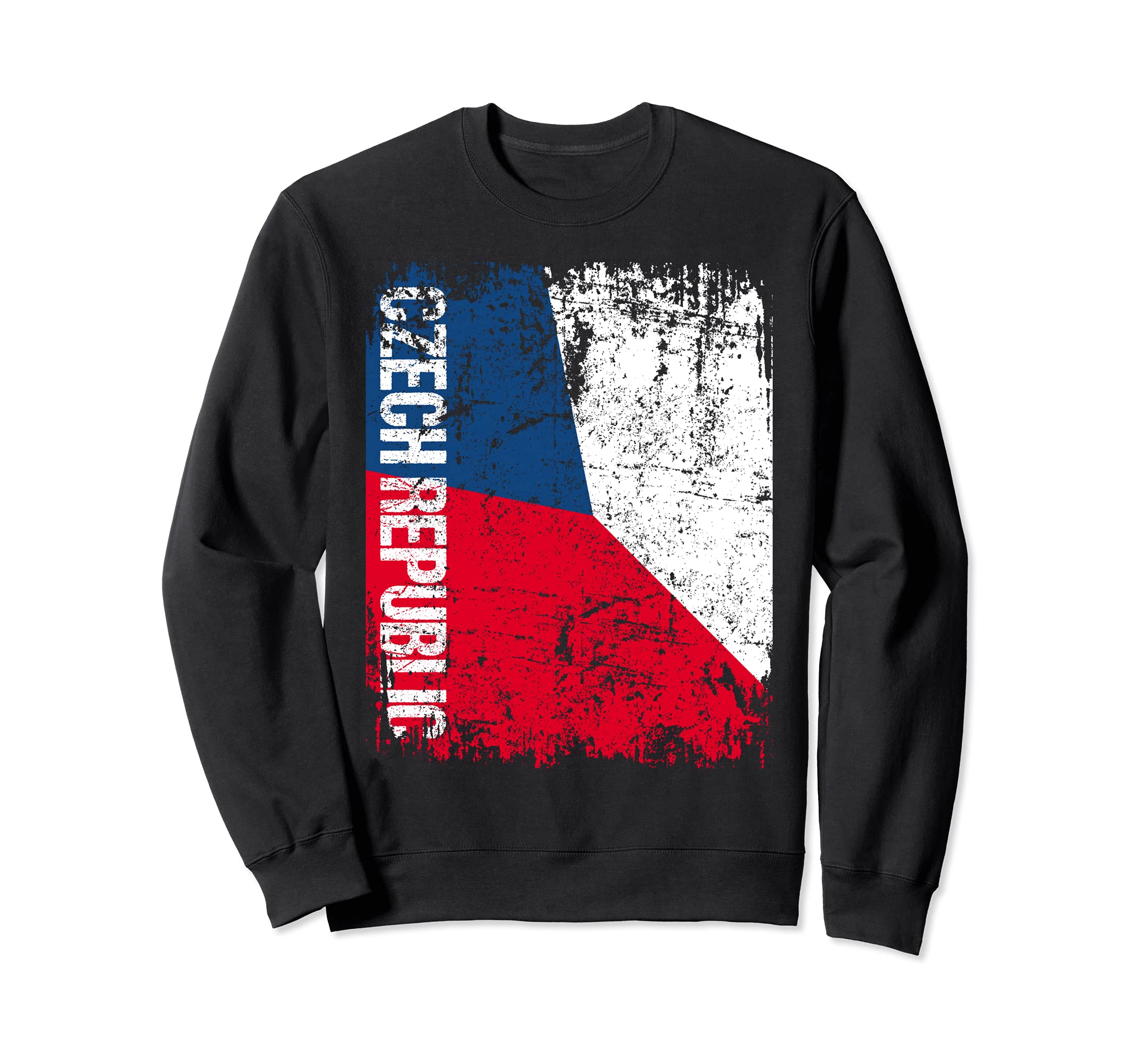 Czech Republic Flag Distressed Sweatshirt - Novelty Apparel for Adults - T-Shirt, Sweatshirt, Hoodie