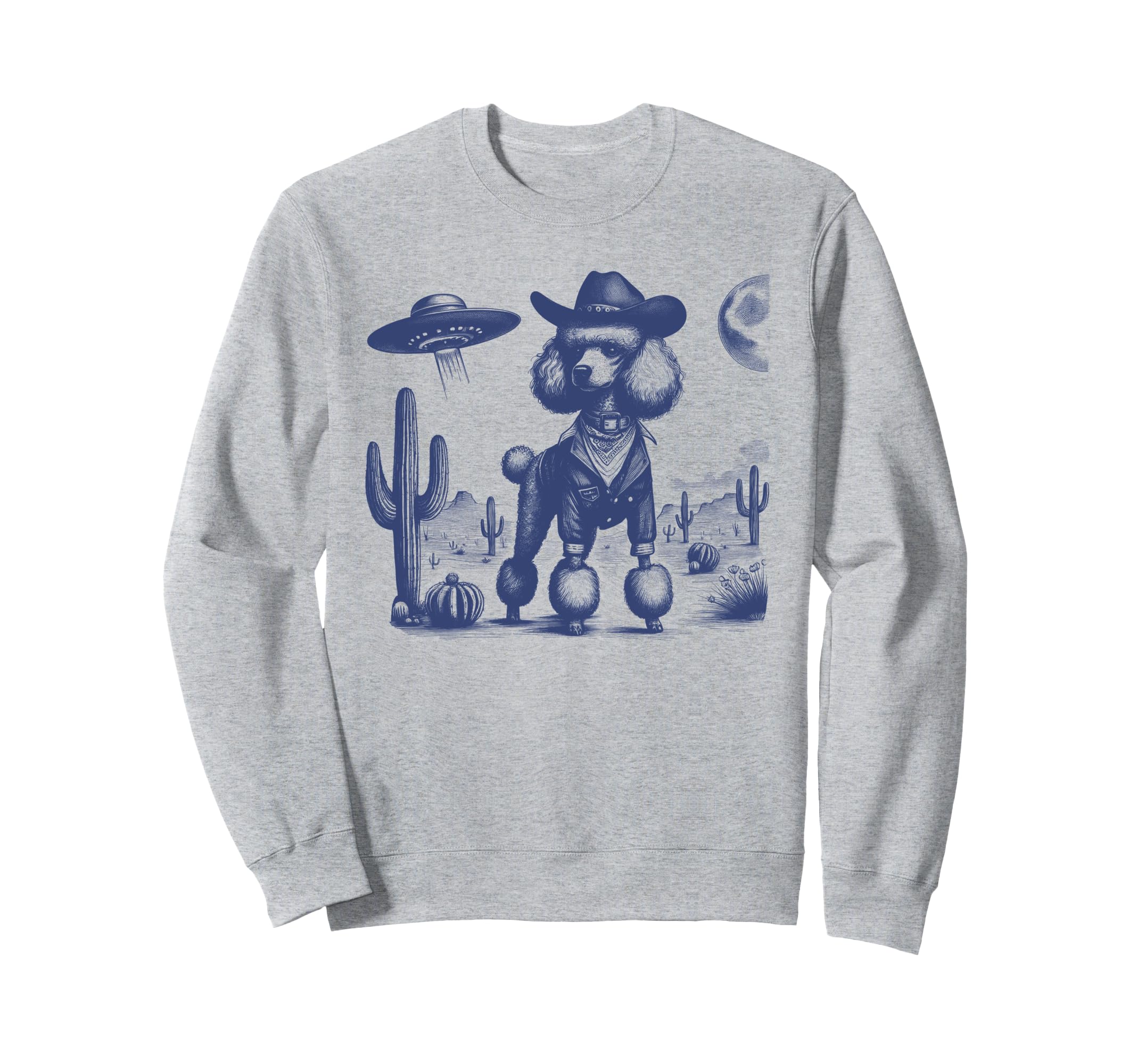 Funny Cowboy Poodle Dog Ufo Sweatshirt - Custom Art Print for Adults - T-Shirt, Sweatshirt, Hoodie
