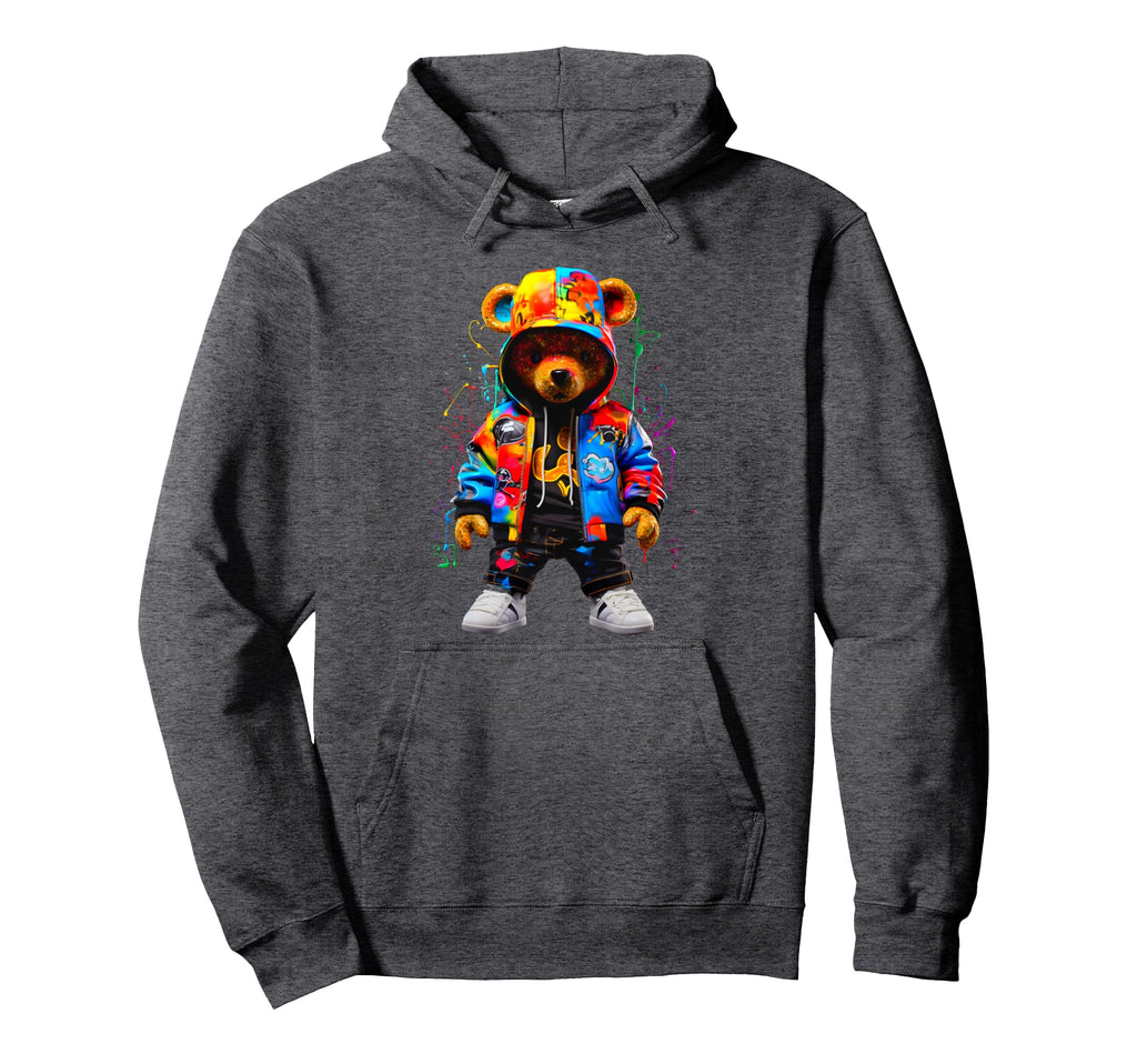 Hip Hop Bear Colorful Teddy Bear Hoodie - Unique Graphic Unisex - T-Shirt, Sweatshirt, Hoodie