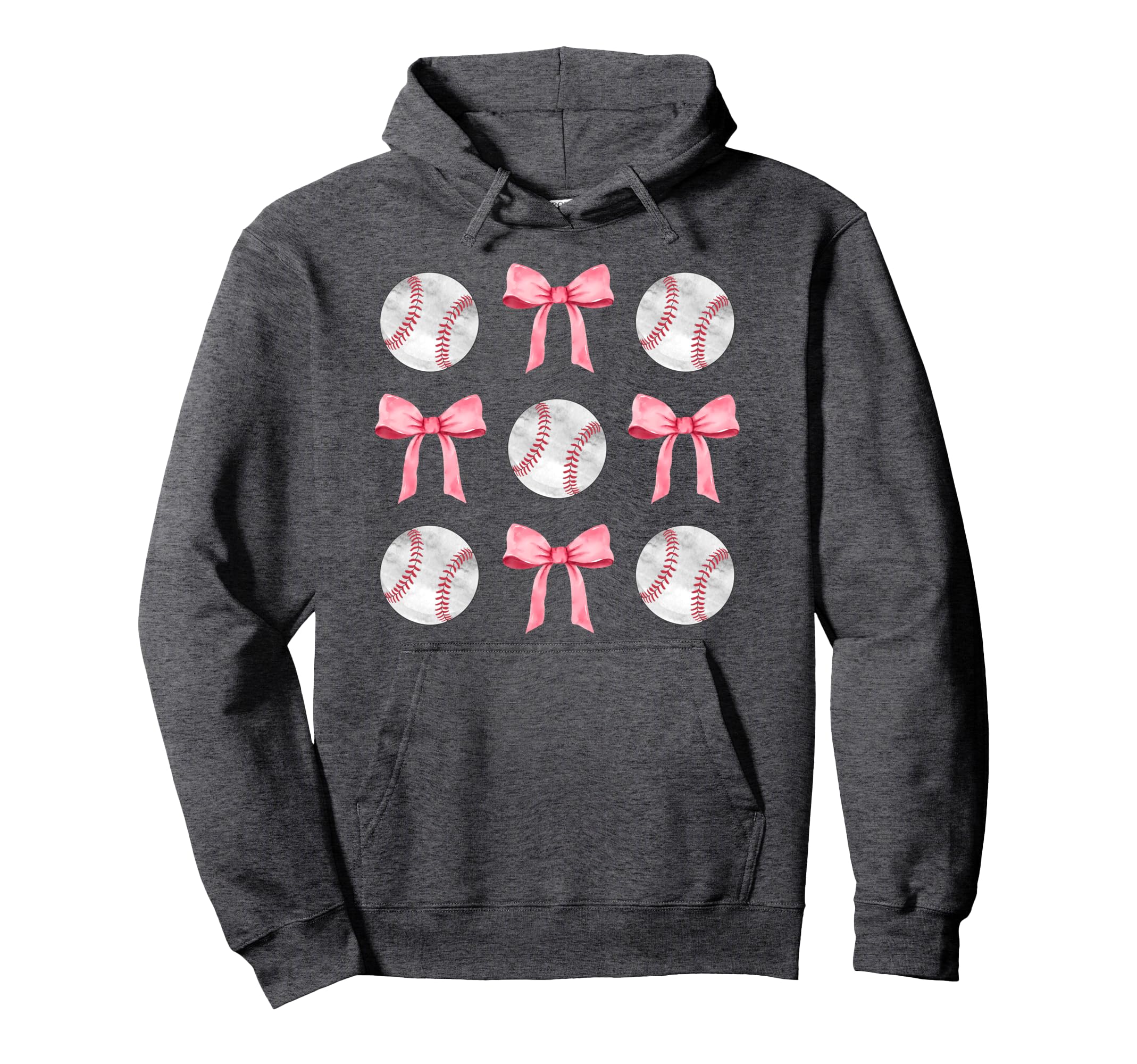 Baseballs Bows Ball Mom School Hoodie - Fun Novelty Design for Adults - T-Shirt, Sweatshirt, Hoodie