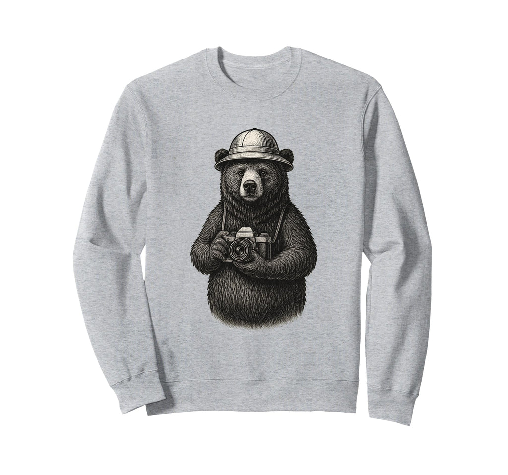 Explorer Bear Camera Adventure Sweatshirt - Trendy Graphic Unisex - T-Shirt, Sweatshirt, Hoodie