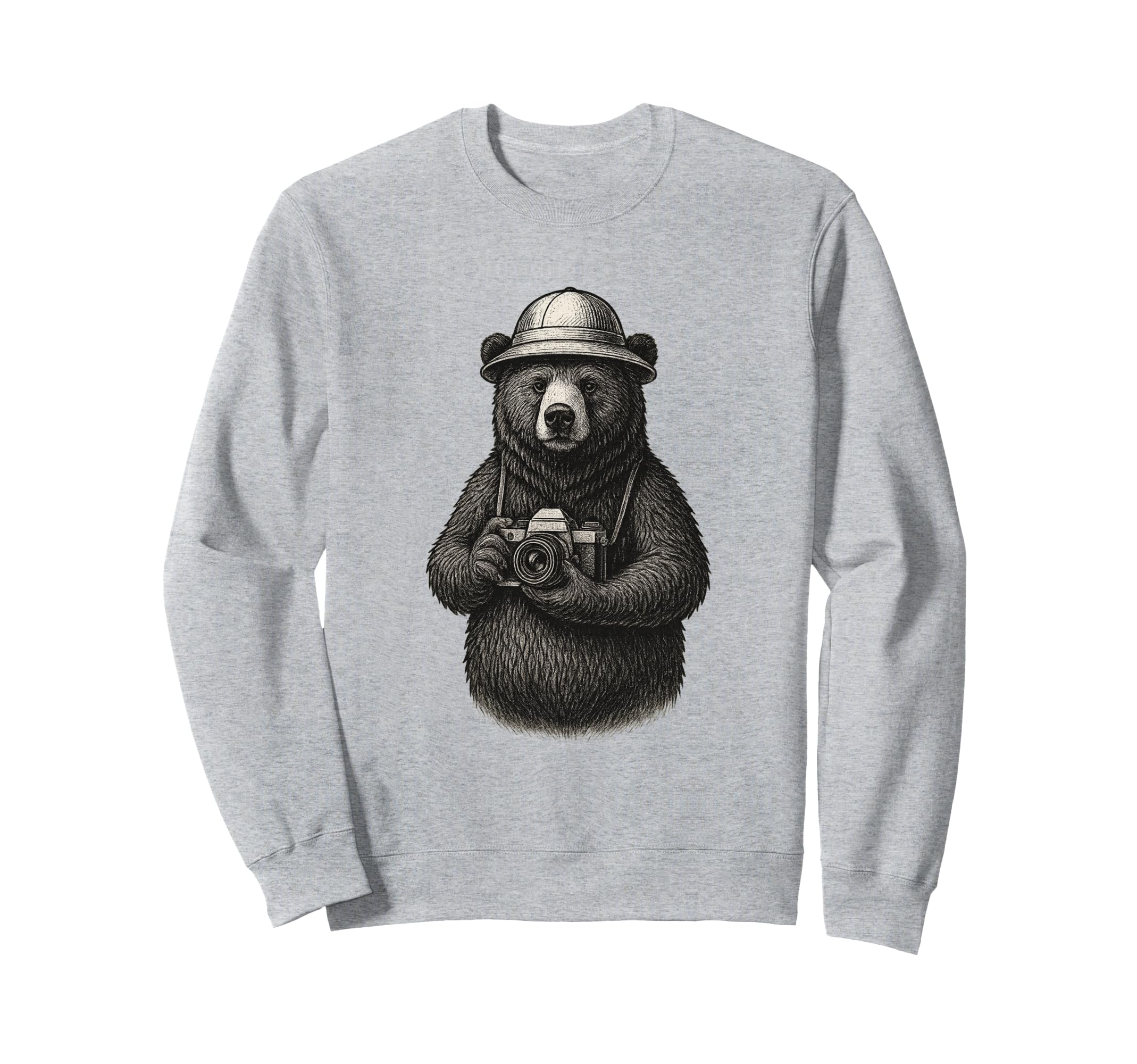 Explorer Bear Camera Adventure Sweatshirt - Trendy Graphic Unisex - T-Shirt, Sweatshirt, Hoodie